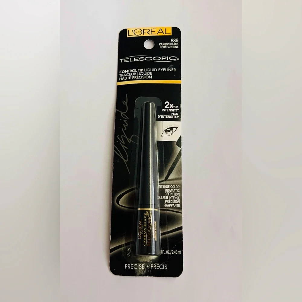 New 3 L'Oreal Telescopic Control Tip Liquid Eyeliner Carbon Black made Germany